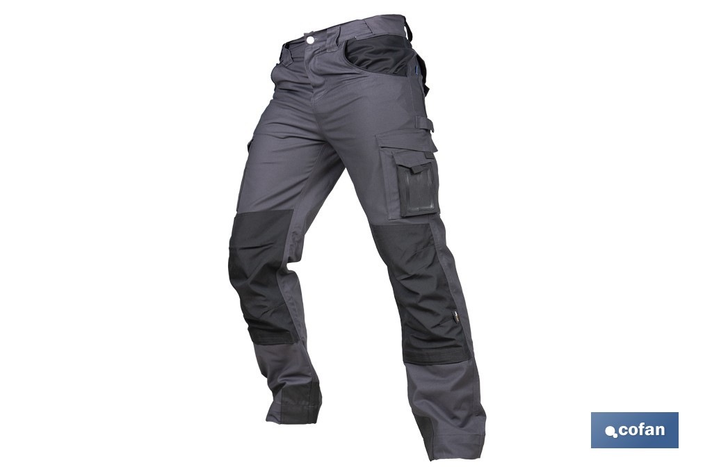 PANTALÓN DE TRABAJO HEIMDALL ELASTANO 280 G/M2 GRIS OSCURO CON DETALLES NEGROS TALLA 46 (PACK: 1 UDS)