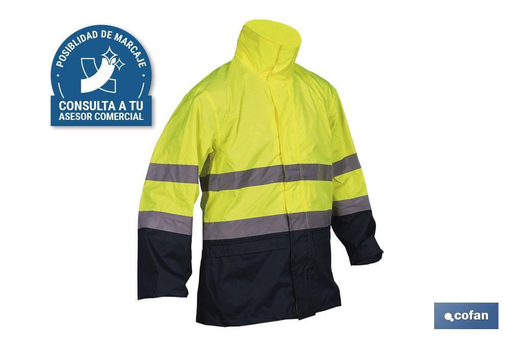 CHAQUETA DE LLUVIA DE ALTA VISIBILIDAD MODELO SAGITARIO AMARILLA Y AZUL TALLA L (PACK: 1 UDS)