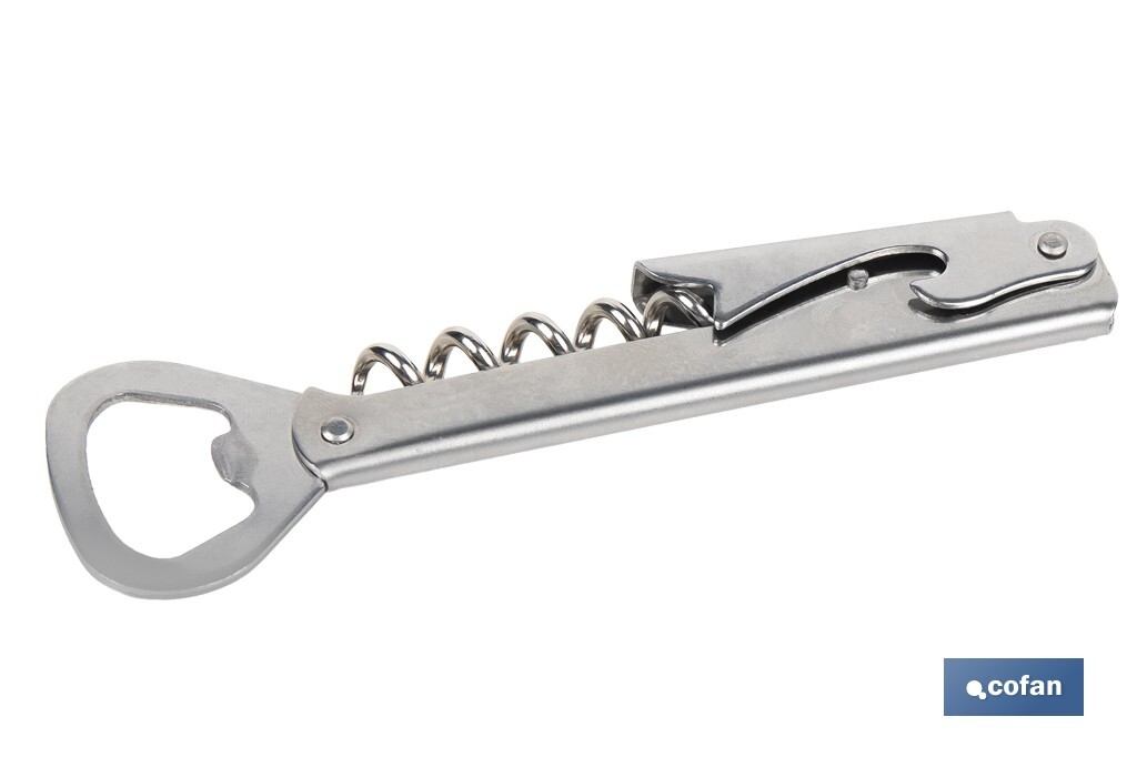 SACACORCHOS DE ACERO INOXIDABLE CON ABRIDOR 14 CM (PACK: 1 UDS)