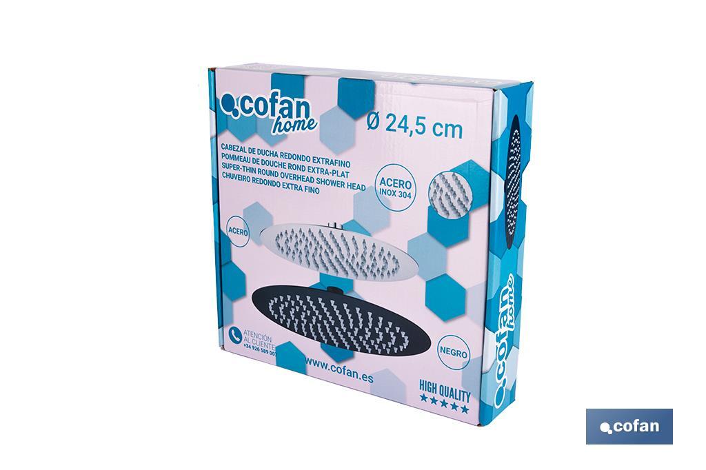 CABEZAL DE DUCHA REDONDO EXTRAFINO DE ACERO INOXIDABLE 304 Ø24,5 CM (PACK: 1 UDS)
