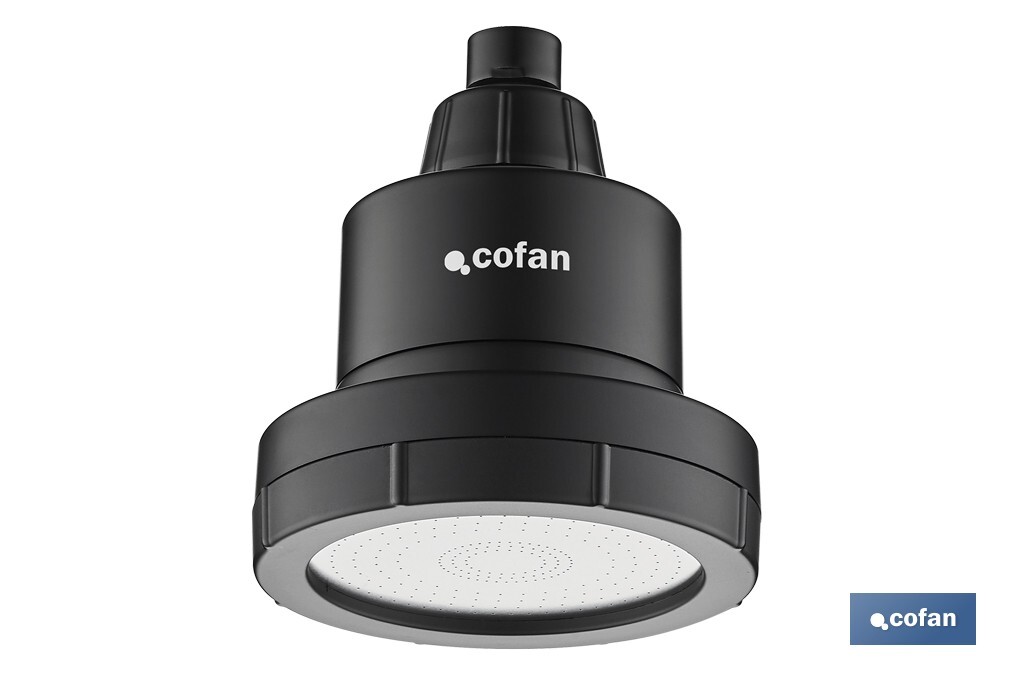 ROCIADOR DE DUCHA CON 15 FILTROS COLOR NEGRO 11,5 X 13,5 CM (PACK: 1 UDS)