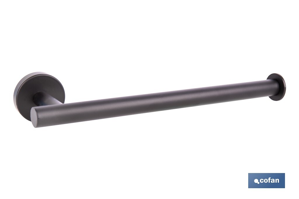 TOALLERO NEGRO MATE DE ACERO CON DISEÑO REDONDO GAMA RIBEIRA 28 X 8 X 5 CM (PACK: 1 UDS)