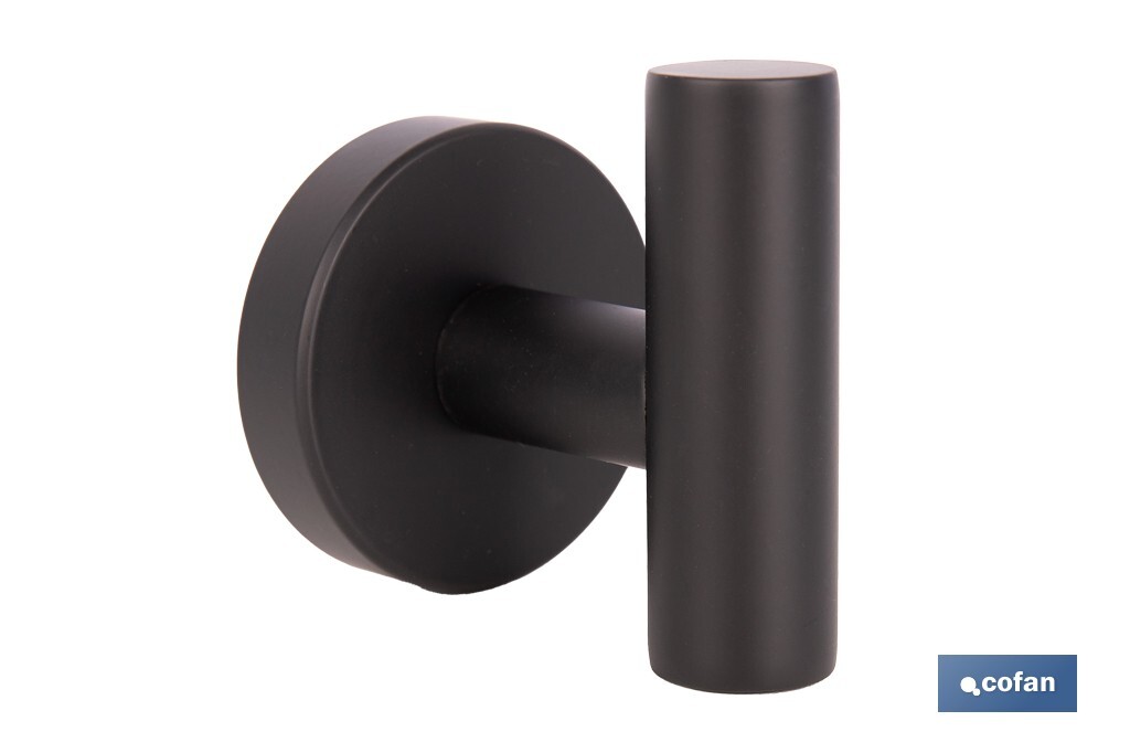 PERCHA NEGRA MATE DE ACERO CON DISEÑO REDONDO GAMA RIBEIRA 5 X 5 X 6 CM (PACK: 1 UDS)