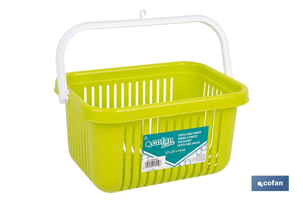 CESTA PARA PINZAS VERDE LIMA 27 X 21 X 14 CM (PACK: 1 UDS)