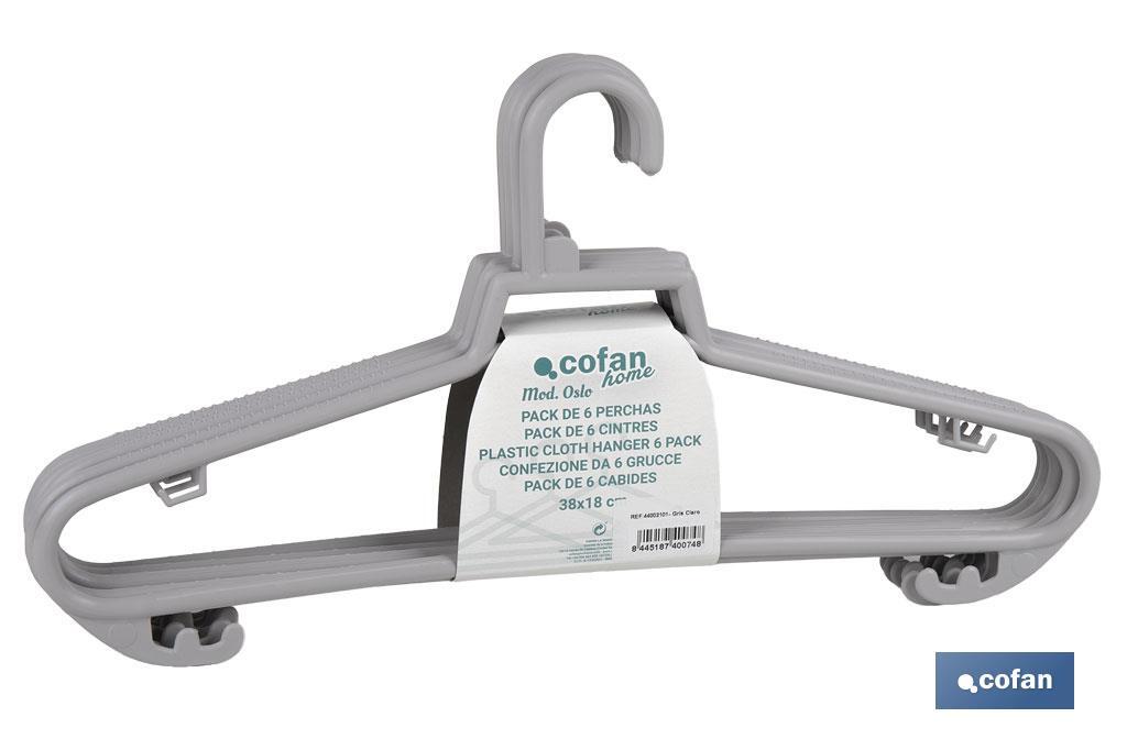 PACK DE 6 PERCHAS GRIS CLARO 38 X 18 CM (PACK: 1 UDS)