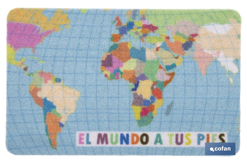 FELPUDO CON ESTAMPADO DIGITAL EL MUNDO 40 X 60 CM (PACK: 1 UDS)