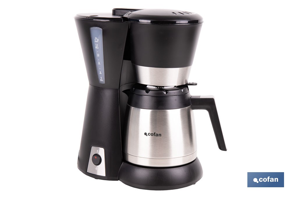 CAFETERA ELÉCTRICA DE GOTEO CON JARRA TERMO 800 W 12 TAZAS 1,2 L (PACK: 1 UDS)
