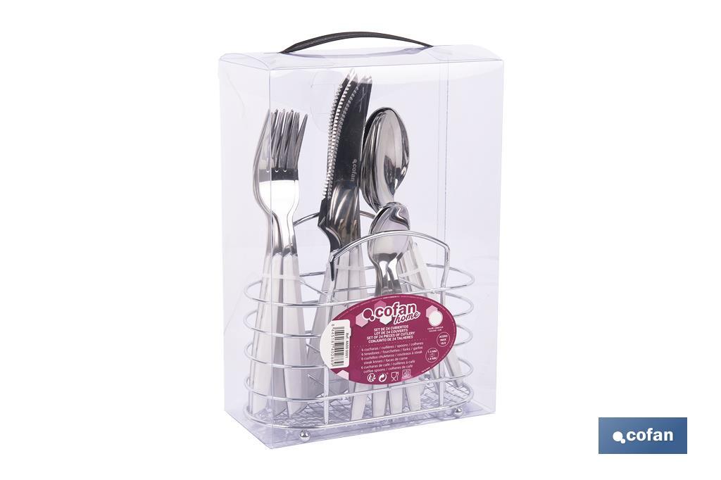 SET DE CUBIERTOS 24 PIEZAS ACERO INOXIDABLE COLOR BLANCO (PACK: 1 UDS)