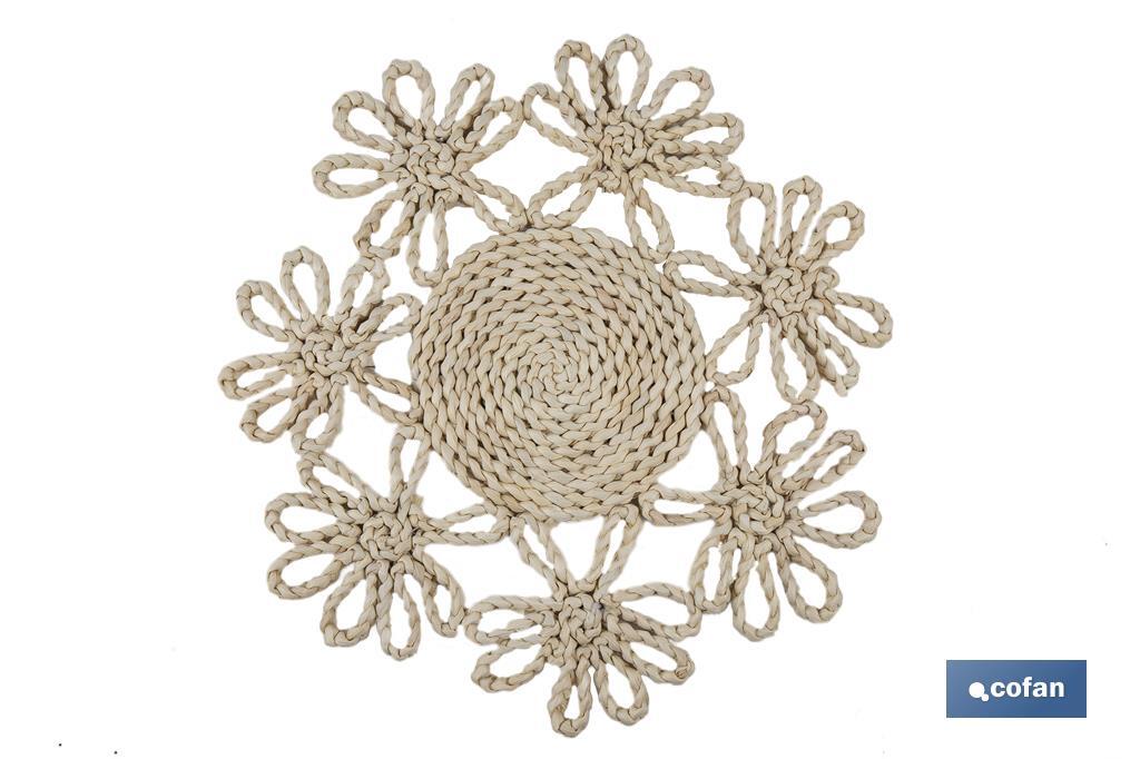 BAJOPLATO FORMA FLOR  FIBRA NATURAL MEDIDA 35 CM (PACK: 6 UDS)