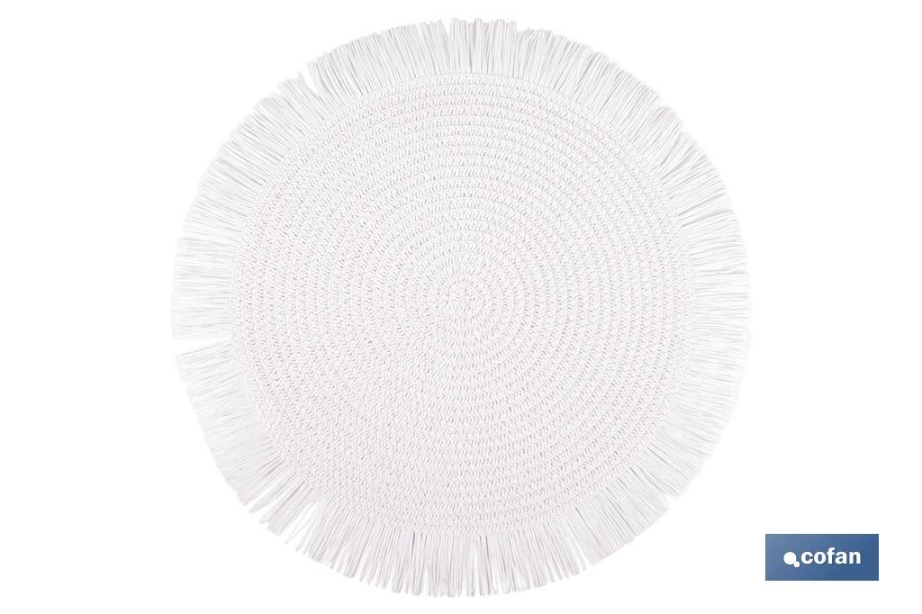 BAJOPLATO REDONDO FLECOS DE COLOR BLANCO MEDIDA 38 CM (PACK: 6 UDS)