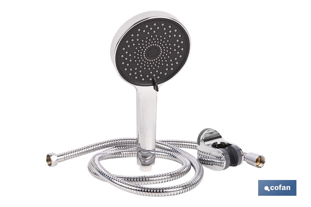 KIT DE DUCHA REDONDA CROMADO CON 3 FUNCIONES 125 X 280 MM (PACK: 1 UDS)