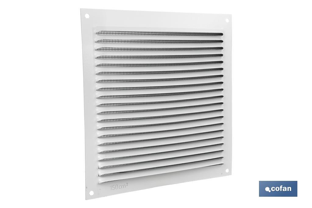 REJILLA DE VENTILACIÓN ALUMINIO BLANCO CON MOSQUITERA 17 X 17 CM venta unitaria (PACK: 1 UDS)