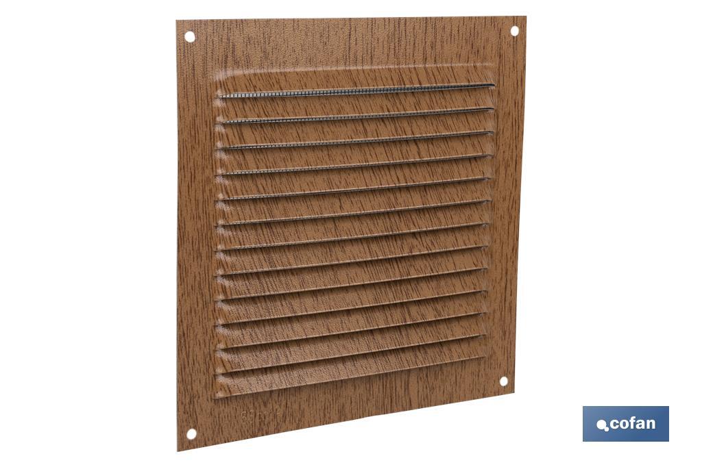 REJILLA DE VENTILACIÓN ALUMINIO MADERA CON MOSQUITERA 15 X 15 CM (PACK: 5 UDS)