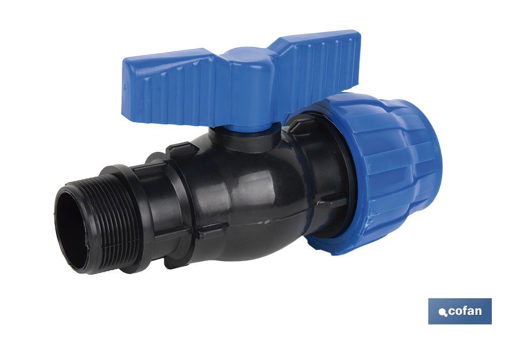 ENLACE VÁLVULA DE BOLA ROSCA MACHO PP PN16 50 x 1 1/2 (PACK: 1 UDS)