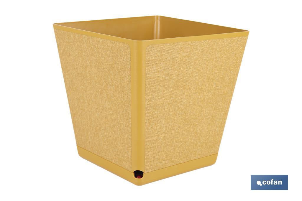 MACETA O MACETERO GAMA TEXTIL CUADRADA COLOR MOSTAZA PP 238 X 238 X 240 MM 9 L venta unitaria (PACK: 1 UDS)