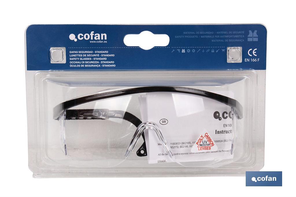 Blíster Gafas de Seguridad | Con lente clara | Modelo Estándar | EN 166:2001