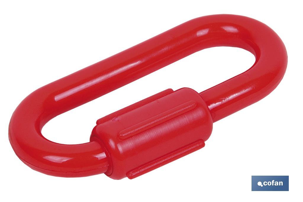 Unión de cadena de polipropileno | Color: rojo | Eslabón de 8 mm | Cierre integrado