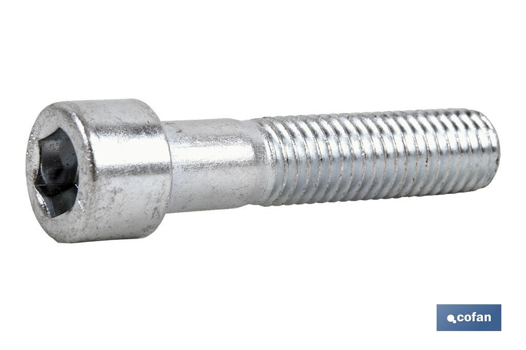Tornillo Allen DIN 912 | Cabeza cilindrica con hexágono | Clase 8.8 zincado | Medidas desde M-4 hasta M-12