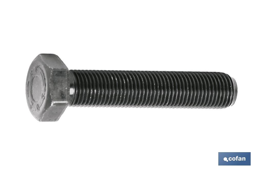 Tornillo con cabeza hexagonal PASO FINO DIN-961 | Rosca total | Clase 8,8 negro | Medidas desde M-8 hasta M-20