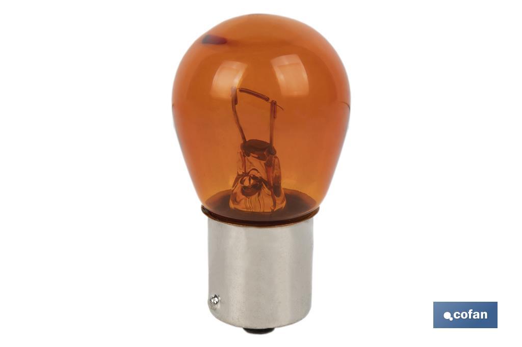 Lámpara de 1 polo 12 V 21 W | Casquillo de tipo BAU15s | Bombilla P21W | Color ámbar