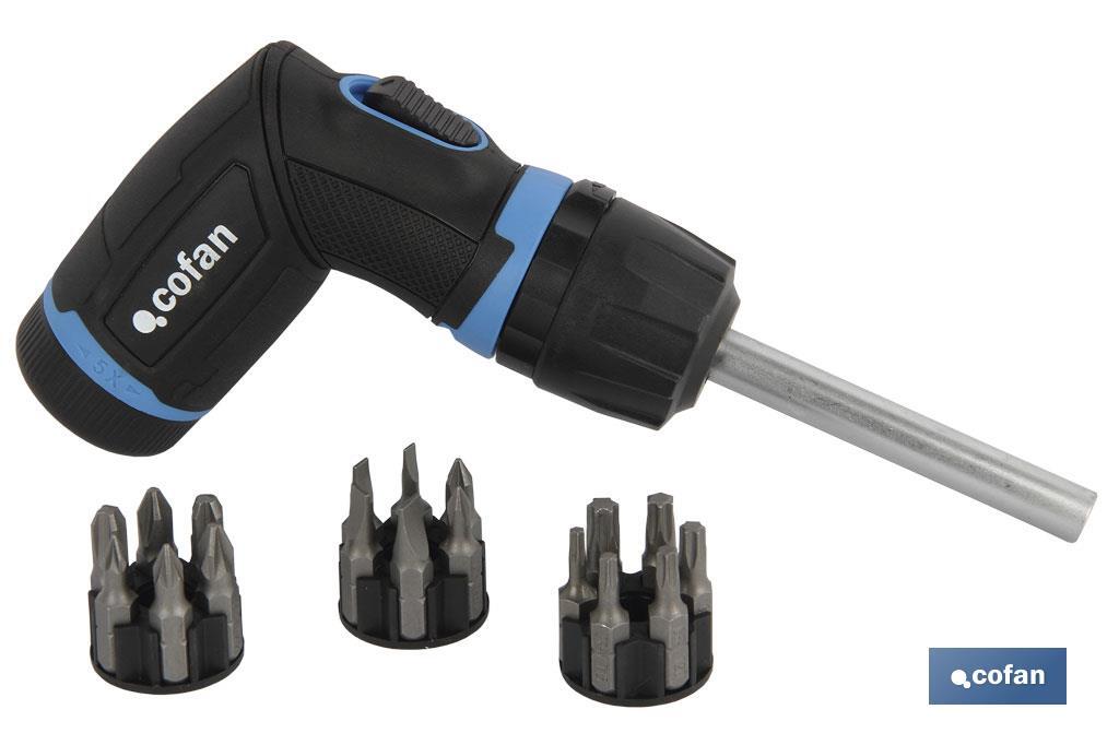 Set destornillador carraca en T | Contenido de 19 pcs | Modelo converter de 5:1 velocidad