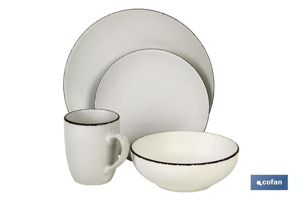 Vajilla de cerámica | 16 piezas | Color blanco mate
