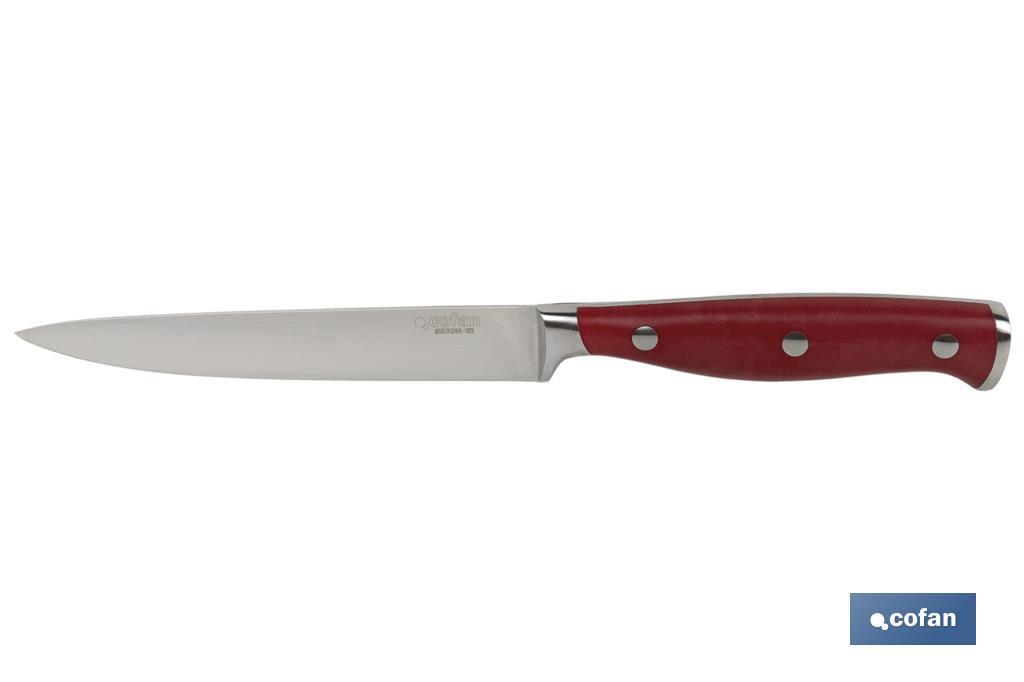 Cuchillo de Verduras con forjado francés | En Color Rojo | Medida de la hoja de 13 cm