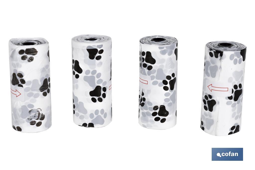 Bolsas de Basura para excrementos de perros | 4 rollos de15 bolsas | Medidas: 35,5 x 23 cm