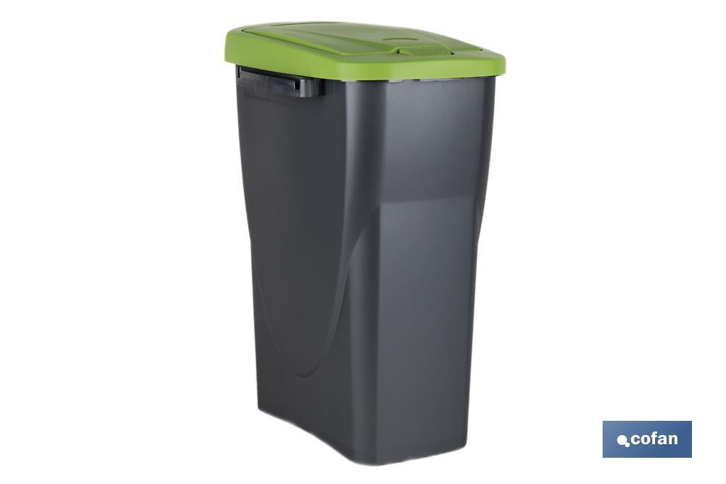 Cubo de basura verde para reciclar materiales de vidrio | Tres medidas y capacidades diferentes