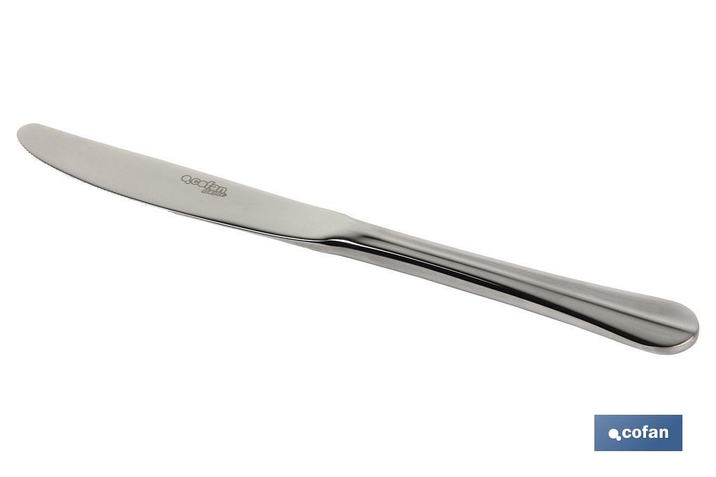 Cuchillo de mesa | Modelo Bolonia | Fabricado en Acero Inox. 18/00 | Envase blíster o pack