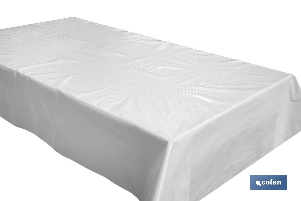 Rollo de protector de mesa | Color: blanco | Material: PVC | Absorbente | Medidas: 1,40 x 50 M
