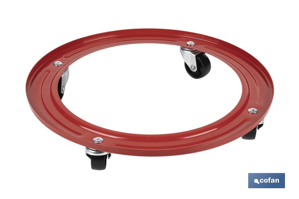 Soporte metálico con 4 ruedas para Bombona de Butano | Resistente hasta 50 kg | Porta bombonas en color rojo