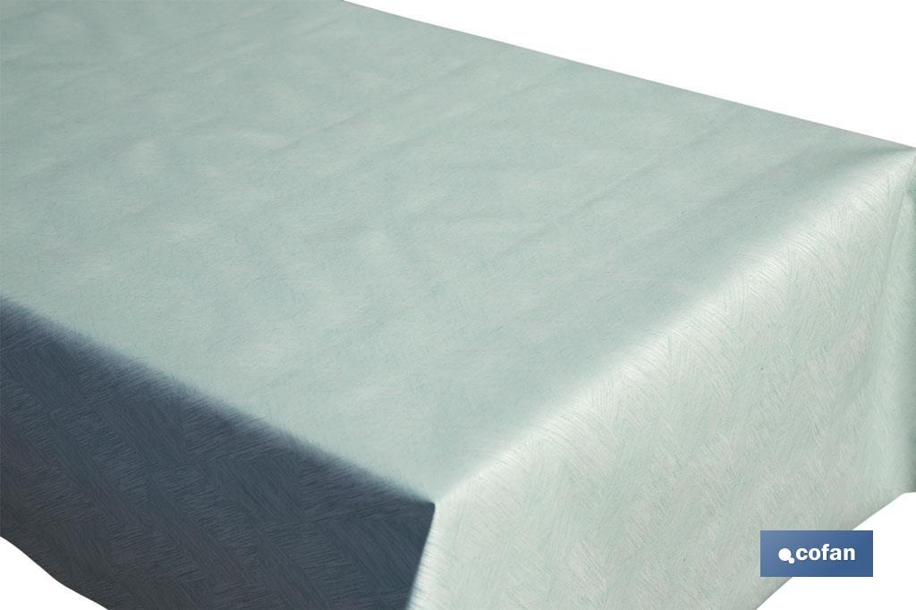 Mantel resinado antimanchas | Diseño moderno | Color: turquesa | Materiales: algodón y poliéster | Disponible en diferentes med