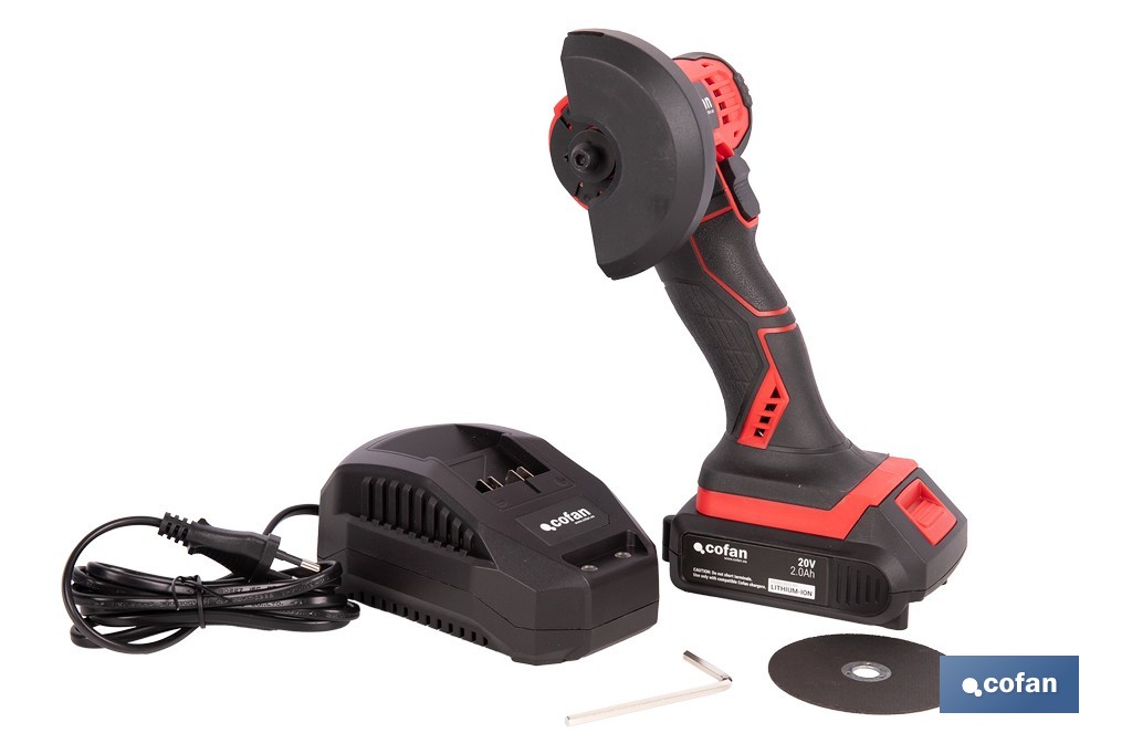 Mini amoladora a batería | 19.500 rpm | Para discos 76 mm | Empuñadura ergonómica | Disponible con y sin batería y cargador