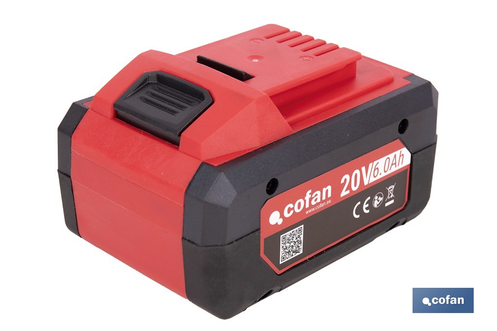Batería Li-Ion recargable 20 V 6.0 Ah | Compatible con sistema 1 for All | Alta autonomía, protección avanzada | Indicador led