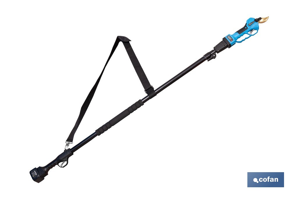 Set de tijeras de podar eléctricas 25 V con pértiga extensible 1,40-2,07 m | Incluye 2 baterías, maletín y accesorios