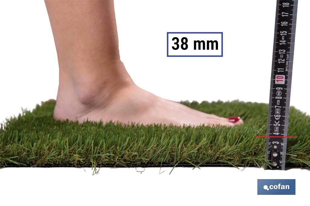 Césped artificial de 38 mm para terraza y jardín | Modelo acolchado, confortable y resistente | Ideal para exteriores y piscina