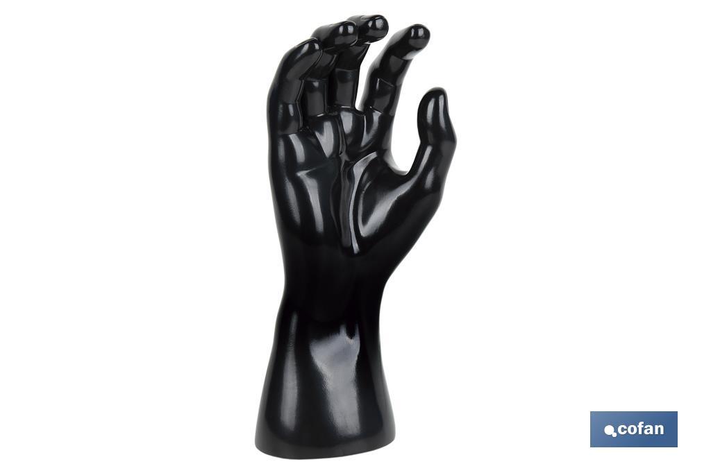 Expositor de guantes | Mano derecha expositora con base magnética | Fabricado en polipropileno de color negro