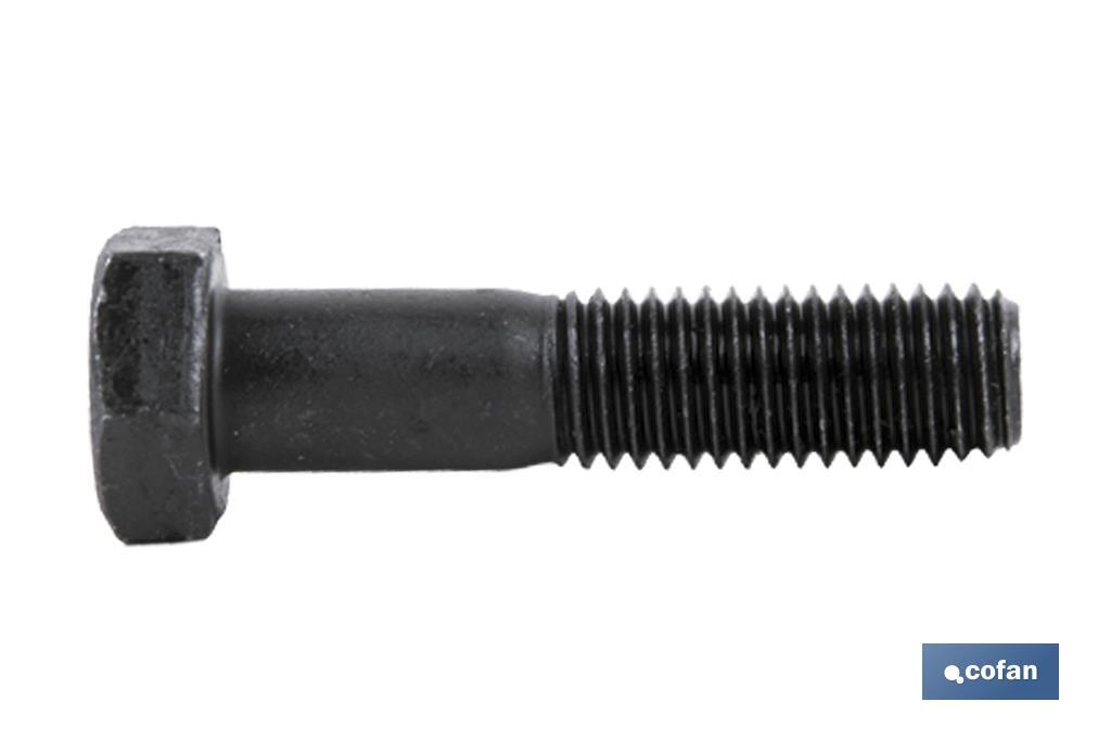 Tornillo con cabeza hexagonal DIN-931 | Rosca parcial 1/2 | Clase 8.8 Negro | Medidas desde M-5 hasta M-30